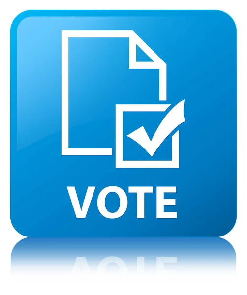 투표 (설문 아이콘) 시안색 파란색 사각형 버튼 — 스톡 사진