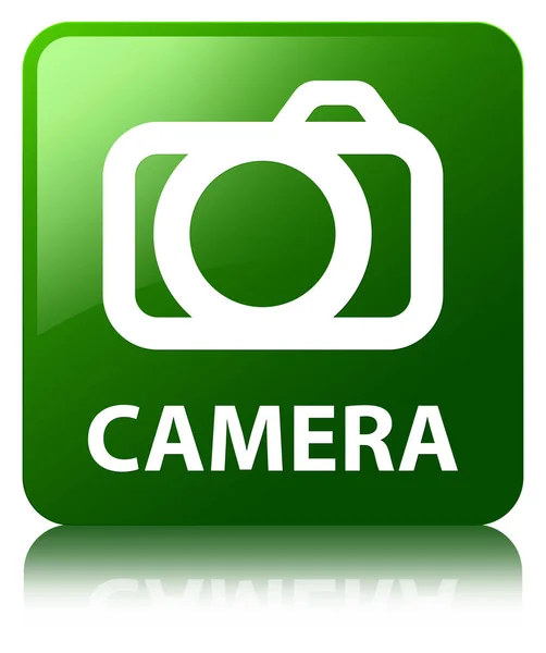 Čtvercové tlačítko fotoaparátu zelený — Stock fotografie