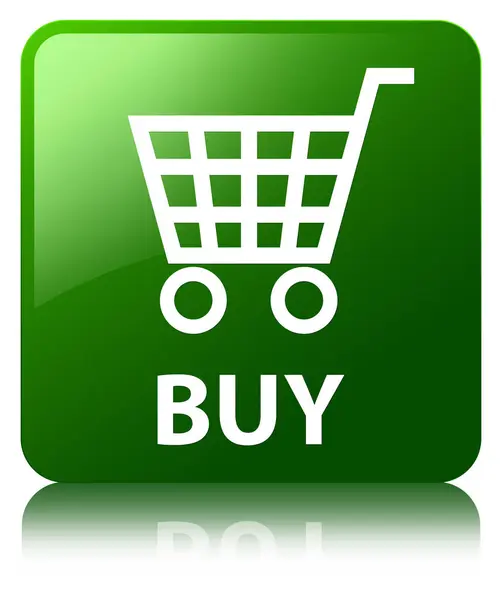 Comprar botão quadrado verde — Fotografia de Stock