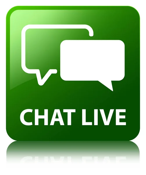 Chat en vivo verde botón cuadrado —  Fotos de Stock