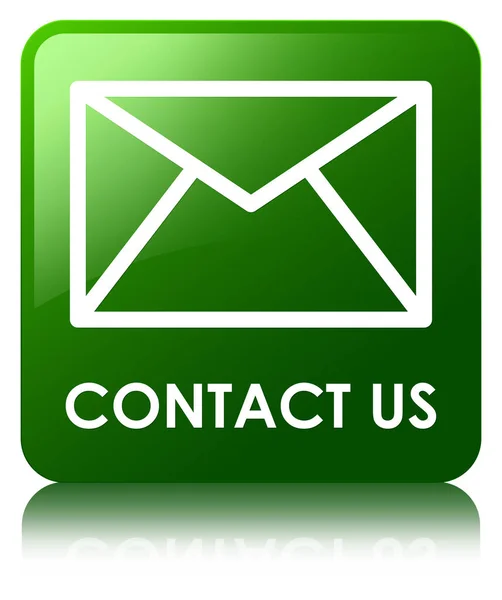 Contacte-nos (ícone de e-mail) botão quadrado verde — Fotografia de Stock