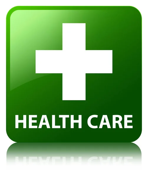 Health care (plus sign) green square button — Stock Photo, Image