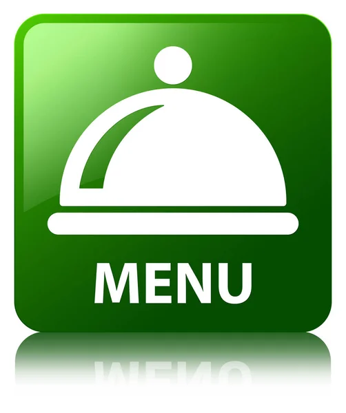 Menu (icona piatto alimentare) tasto quadrato verde — Foto Stock