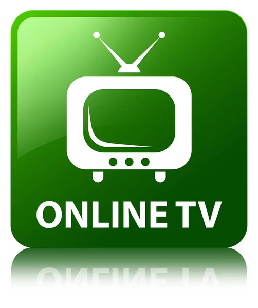 Online tv zielony przycisk kwadratowy — Zdjęcie stockowe