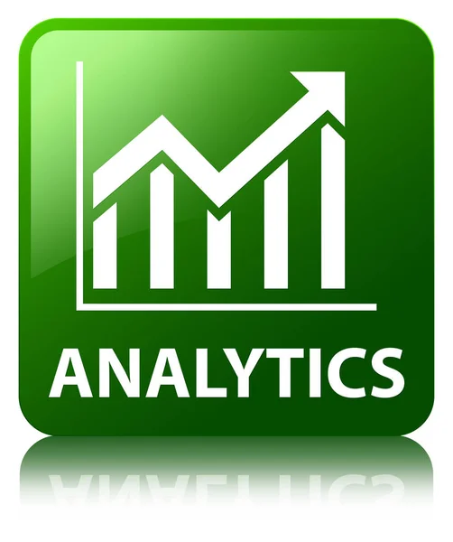 Analytics (statystyki ikona) zielony przycisk kwadratowy — Zdjęcie stockowe