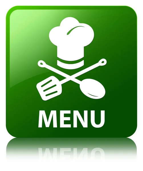 Menu (icona del ristorante) tasto quadrato verde — Foto Stock