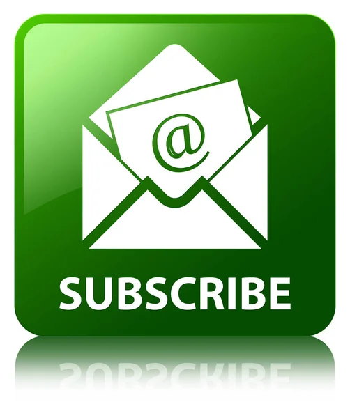 Assine (ícone de e-mail de newsletter) botão quadrado verde — Fotografia de Stock