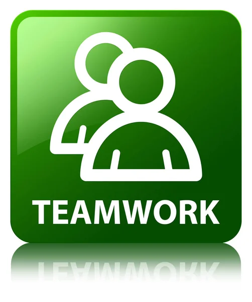 Кнопка командної роботи (піктограма групи) зелена квадратна кнопка — стокове фото