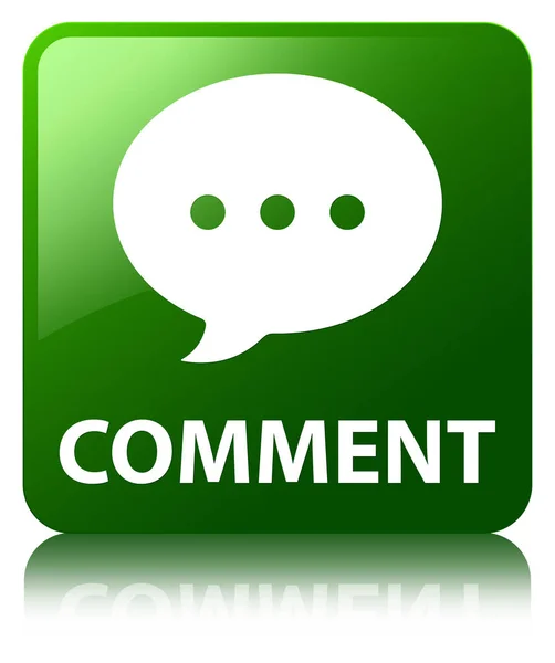 Commento (icona conversazione) pulsante quadrato verde — Foto Stock