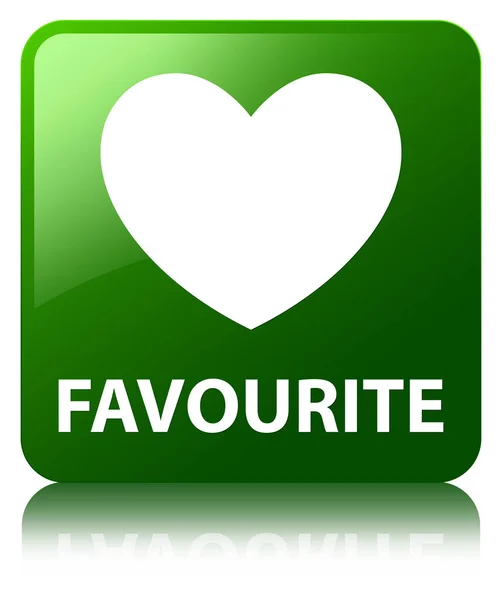 Favourite (heart icon) green square button — Stock Photo, Image