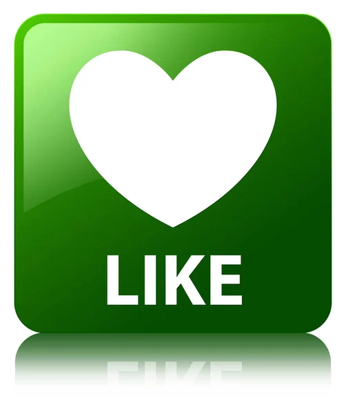 Como (ícone do coração) botão quadrado verde — Fotografia de Stock