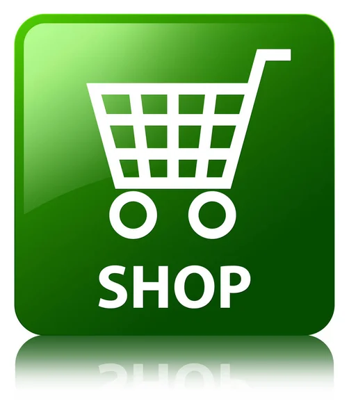 Shop green square button — Stock Photo, Image