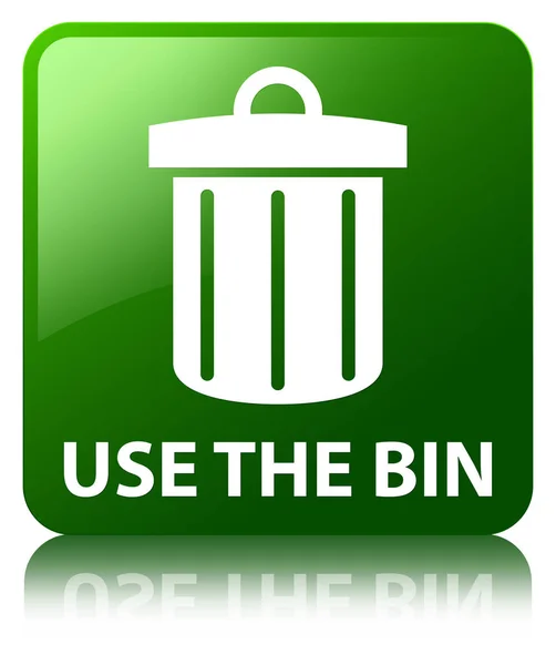 Użyj przycisku kwadratowych bin (ikona kosza) zielony — Zdjęcie stockowe