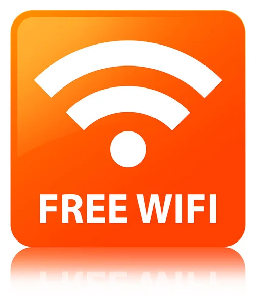 Wifi gratuit bouton carré orange — Photo