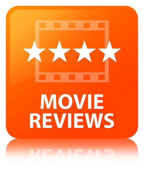 Movie reviews orange square button — Stock Photo, Image