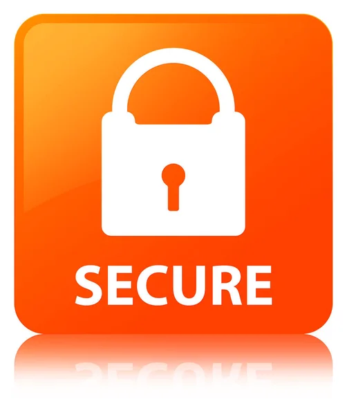 (南京錠のアイコン) をセキュリティで保護されたオレンジ色の正方形ボタン — ストック写真