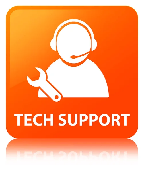 Tech-Unterstützung orange quadratische Taste — Stockfoto