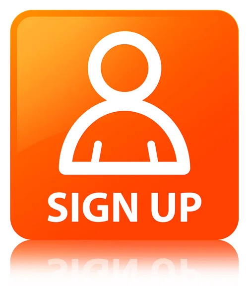 Registrera dig (medlem ikon) orange fyrkantig knapp — Stockfoto