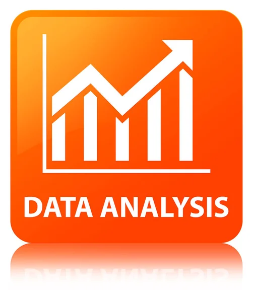 Analisis data (ikon statistik) tombol persegi jingga — Stok Foto