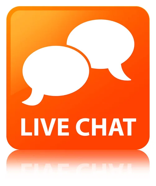 Live chat bouton carré orange — Photo