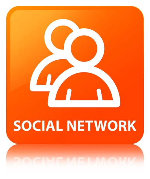 Rede social (ícone de grupo) botão quadrado laranja — Fotografia de Stock