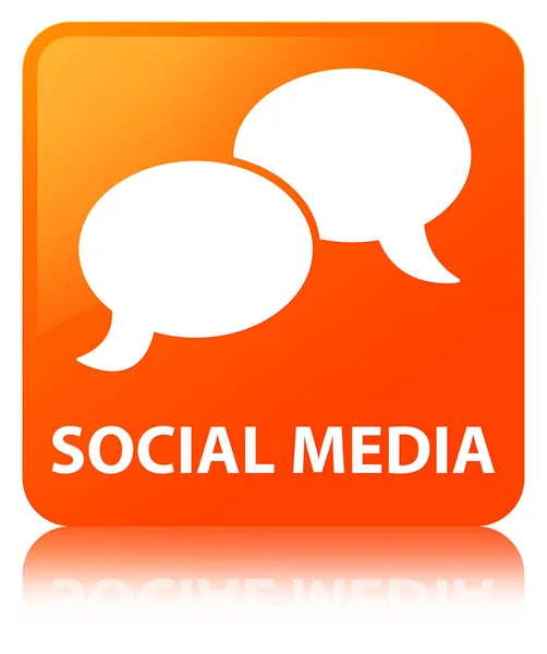 Sociale media (chat zeepbel pictogram) oranje vierkante knop — Stockfoto