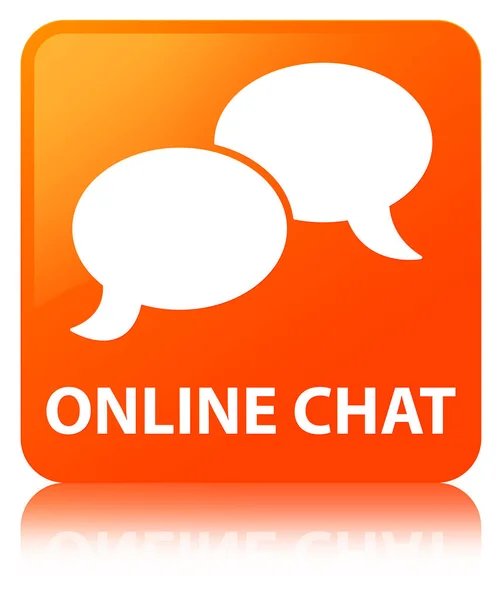 On-line chat oranžové čtvercové tlačítko — Stock fotografie