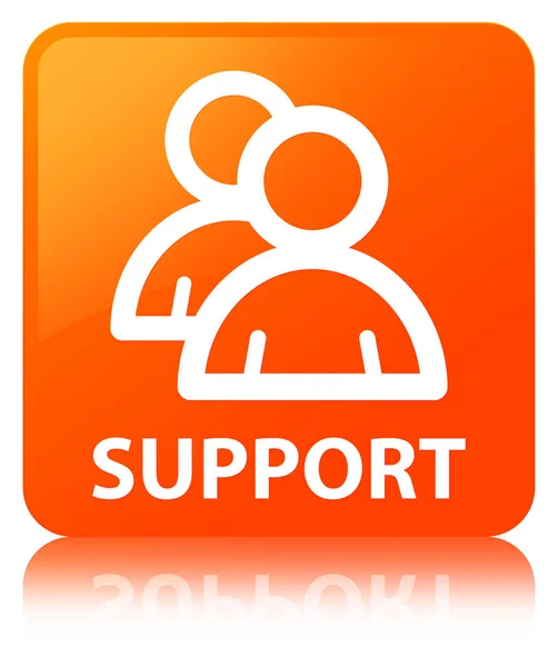 Support (group icon) orange square button — Stock Photo, Image