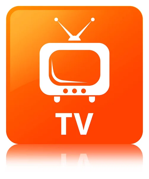 TV orange fyrkantig knapp — Stockfoto