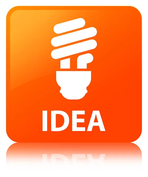 아이디어 (전구 아이콘) 주황색 사각형 버튼 — 스톡 사진