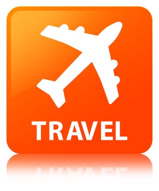 Seyahat (uçak simgesi) turuncu kare düğme