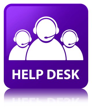 Yardım Danışma (müşteri bakım ekibi simgesi) mor kare düğme