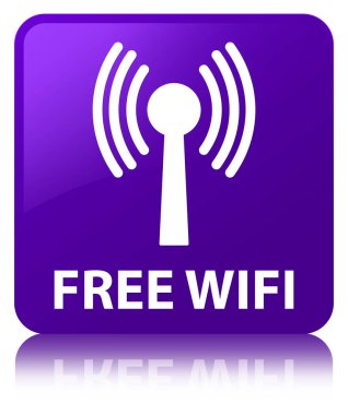 Ücretsiz wifi (wlan ağ) mor kare düğme
