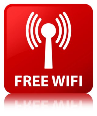 Ücretsiz wifi (wlan ağ) kırmızı kare düğme
