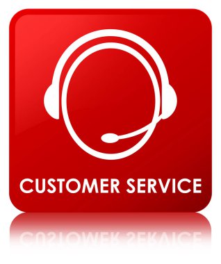 Müşteri hizmeti (müşteri bakım kutsal kişilerin resmi) kırmızı kare düğme