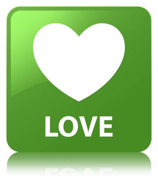 Aşk yumuşak yeşil kare düğme