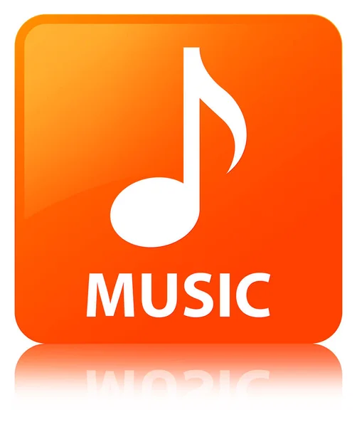 Muzyka pomarańczowy przycisk kwadratowy — Zdjęcie stockowe
