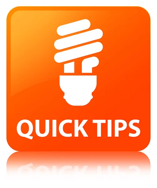 Quick tips (bulb icon) orange square button — Stock Photo, Image