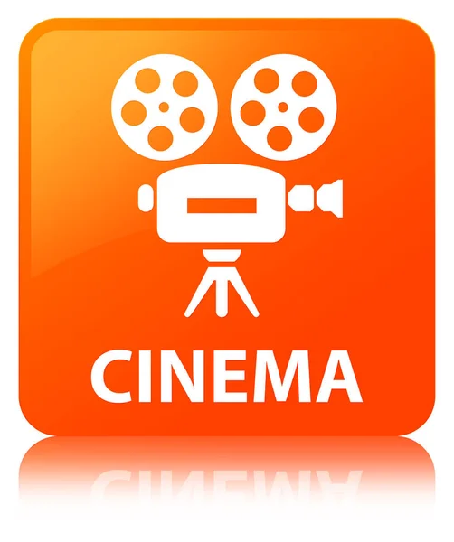 Cinema (icono de la cámara de vídeo) botón cuadrado naranja — Foto de Stock