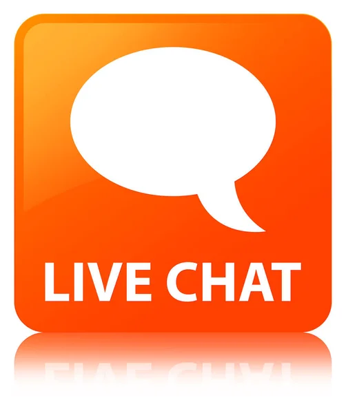 Chat en vivo naranja botón cuadrado —  Fotos de Stock