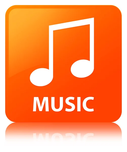 Música (icono de la melodía) botón cuadrado naranja — Foto de Stock
