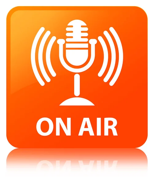 On air (mic icon) orange square button — Stock Photo, Image