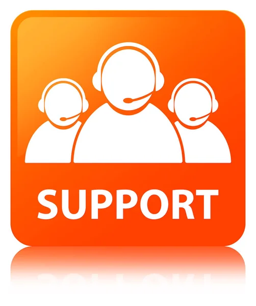 Support (customer care team icon) orange square button — Stock Photo, Image