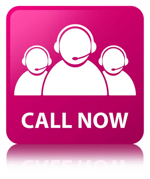 Call now (customer care team icon) pink square button — Stock Photo, Image