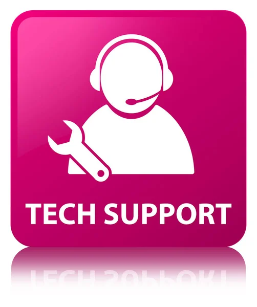 Tech-Unterstützung rosa quadratischen Knopf — Stockfoto