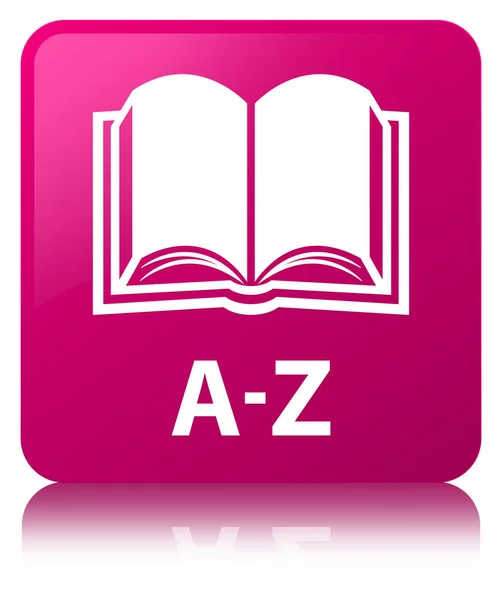 A-Z (ikona knihy) růžové čtvercové tlačítko — Stock fotografie
