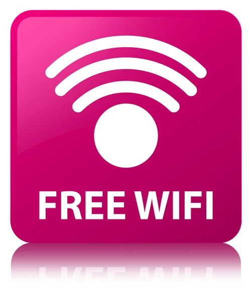 Pulsante quadrato rosa wifi gratuito — Foto Stock