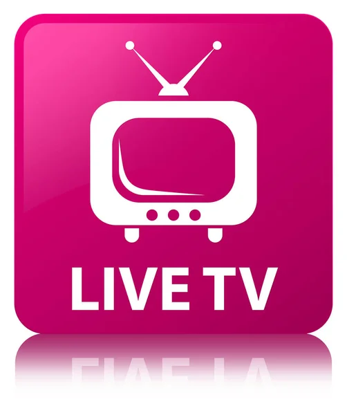 Live tv pink square button — Stock Photo, Image