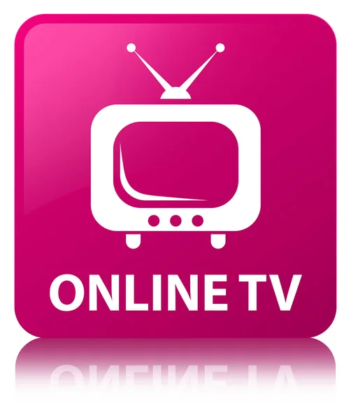 온라인 tv 분홍색 사각형 버튼 — 스톡 사진