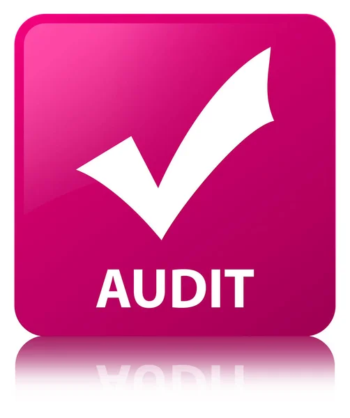 Audit (Symbol validieren) rosa quadratische Taste — Stockfoto